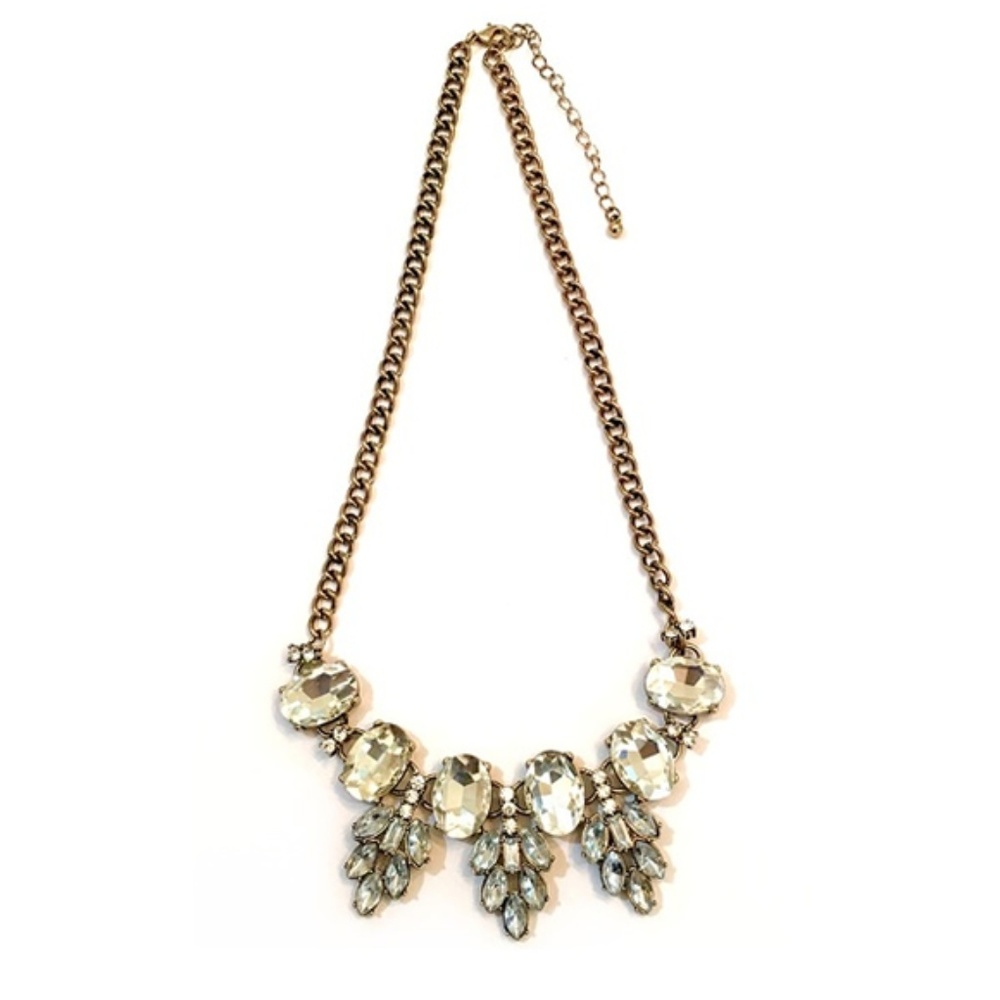 Brass Tone & Crystal Statement Necklace & Earrings - Picture 2 of 3